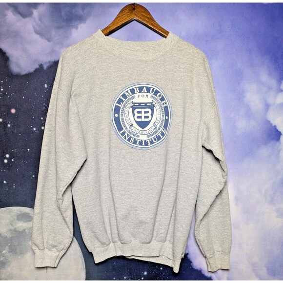 Vintage Limbaugh Institute Crewneck Sweatshirt Size M Gray Retro Americana USA - Picture 2 of 8